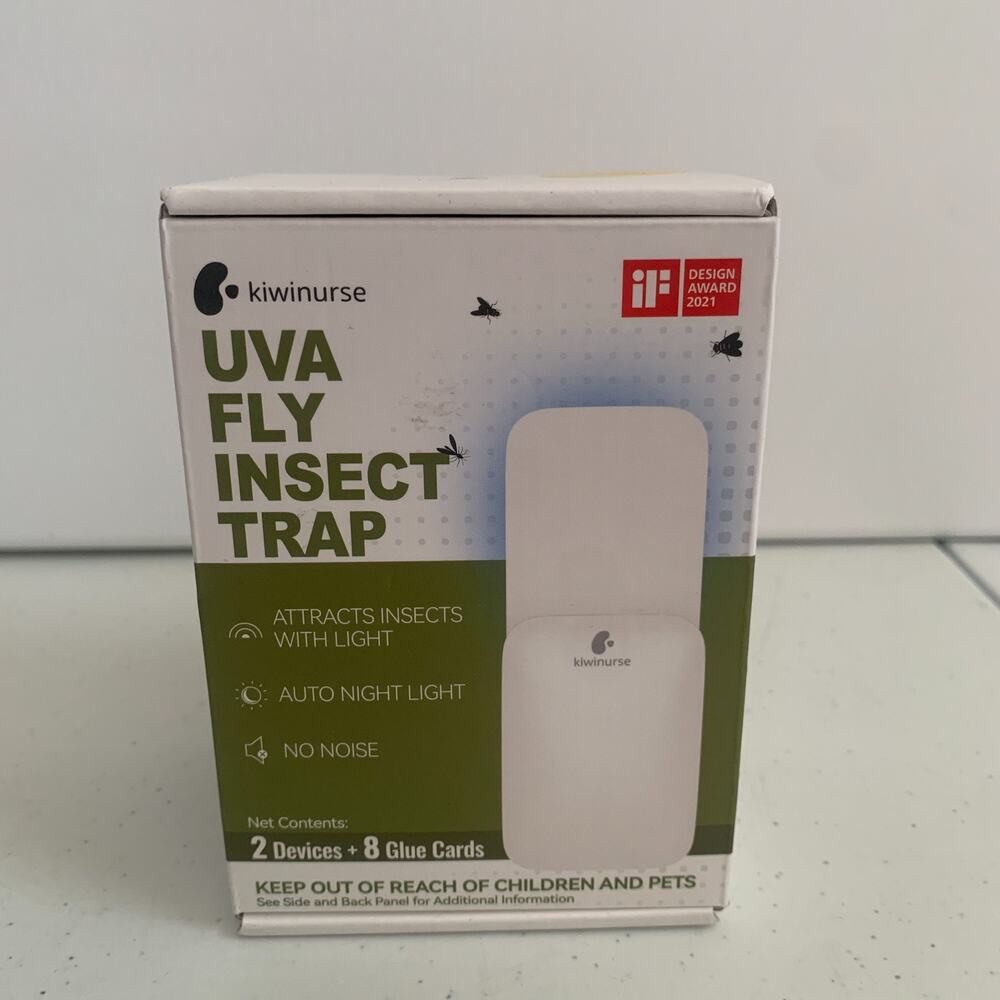 UVA Fly Insect Trap Plug In Night Light 2 Devices+ 8 Glue Cards Silent New
